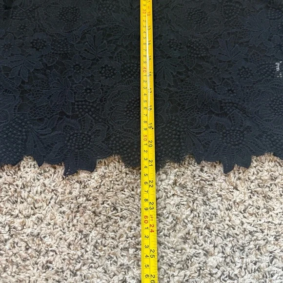 Joie Black Lace Whimsigoth Long Sleeve Top Faux Leather Collar Size Medium - Picture 5 of 8